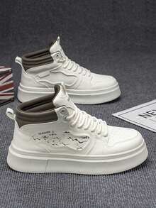 秋冬新款靴子高帮工作靴英伦风格男士四季保暖内衬防绒靴，加大码皮靴 - 四季休闲工作靴，隐形鞋跟，2000 年代风格