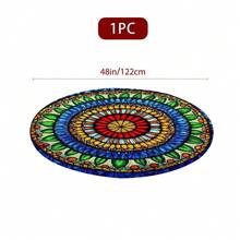 1/36 piezas Mantel redondo de 48 in/54 in con estampado digital de patrón retro y contraste bohemio, mantel elástico para protección, resistente a arañazos, adecuado para uso diario, interior/exterior, decoración del hogar, idea de regalo, camping, viaje