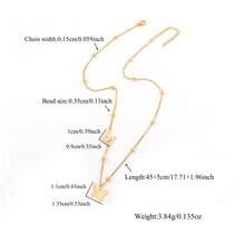 1件新款时尚蝴蝶字母吊坠金色不锈钢珠链项链，女士款 - 金黃色 - 查看 2