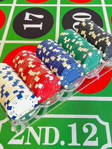 200pcs - ABS Monte Carlo Poker Chips, Casino-Grade Poker Chips With Striped Pattern, Suitable For Texas Hold'em, Blackjack, Poker Night Games - Ideal For Casino Card Games, Poker Games, Family Game Nights Or Gatherings, Parties, Etc. - 彩色 - 查看 2