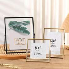Gold Metal Photo Frame, Acrylic Transparent Front, Modern Minimalist Decor Stand - Gold - View 3