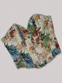 Gorset z koronką w dużym rozmiarze z kwiatowym nadrukiem, vintage, damski, na imprezę świąteczną, na Oktoberfest w Monachium, Halloween, Boże Narodzenie, Nowy Rok, Walentynki