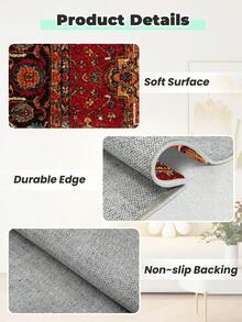 1 件装柔软绒毛地毯，适用于客厅和卧室，多种尺寸可选，蓬松舒适，可机洗 - 紅色 - 查看 4