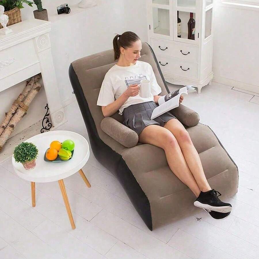 S-formad uppblåsbar sofffåtölj, billig designersoffa, lös Divano-möbler, ny uppblåsbar lös soffa, flockad utomhussoffa, bärbar siestasäng, kreativ S-formad loungefåtölj, present till fotostudio - Multifärgad - Visa 1