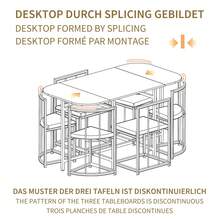 Dining Table And Chairs Set Of 6, Table With Gray Upholstered Chairs, Modern Dining Room Set With Gold-Colored Iron Frame And Backrests - 白色+灰色+黑色 - 查看 3