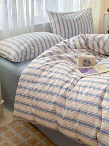 1pc 100% Cotton Nordic Minimalist Vintage Striped Pillowcase (Inner Pillow Not Included) - Multicolor - View 3
