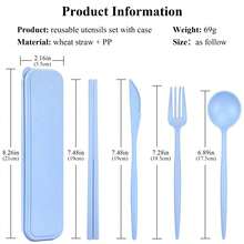 Portable Wheat Straw Utensil Set, 3-Piece Reusable Cutlery Kit With Fork, Spoon, Chopsticks, Lightweight For Travel, Camping, Office Lunch, Alternative To Plastic - Màu sắc ngẫu nhiên - Xem 2