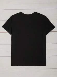 Plus Size Women'S Casual T-Shirt With Cute Panda Print - Crew Neck, Short Sleeve, Machine Washable - "My Brain Says Nope" Design - Perfect For Yoga, Running & Summer Activities - Available In Black/White, Plus Size Shirts - 黑色 - 查看 2