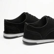 Men's Oxford Derby Shoes, Suede Leather, Lace-Up Elegance, Size 37 To 45 - 黑色絨面革 - 查看 3