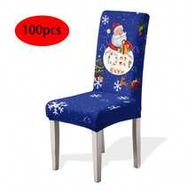 1/4/6/100pcs Christmas Print Stretch Chair Covers, Home/Hotel/Restaurant/Dining Chair Slipcovers, Cartoon Holiday Decor - Multicolor - View 30