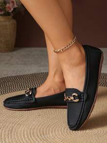 女士平底鞋，2025新款套脚休闲鞋，流苏百搭软底莫卡辛鞋，优雅时尚舒适轻便平底鞋 - 黑色 - 查看 4