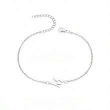 Women's Simple Letter Bracelet, Stainless Steel Letter Zirconia Bracelet, Birthday Gift, Customized Letter Bracelet Monthly Gift, For Her, Anniversary, Graduation, Prom, Party, School Supplies, Back To School, Office, School, Classroom, Teacher Gift - Style Type 5 - View 4