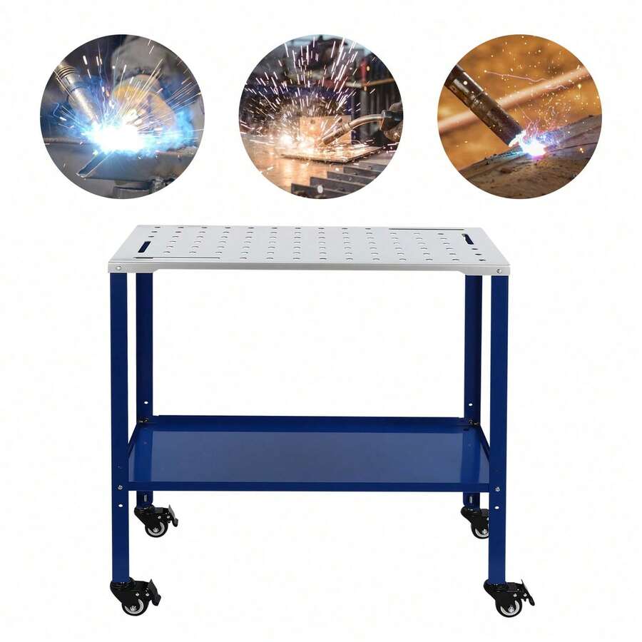 Modern 36''*18'' Rectangular Steel Blue Portable Welding Table With Holes On Top - Default - View 1