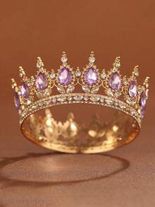 1 pieza Corona nupcial de estilo vintage de aleación con cristales , tocado con cristal en forma de gota para fiesta de cumpleaños, diadema de reina para disfraz