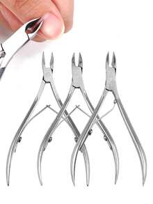 3 Packs Cuticle Cutter Cuticle Nippers Pointed Blade Cuticle Trimmer Stainless Steel Nail Clippers Manicure Tool - Silver - View 1