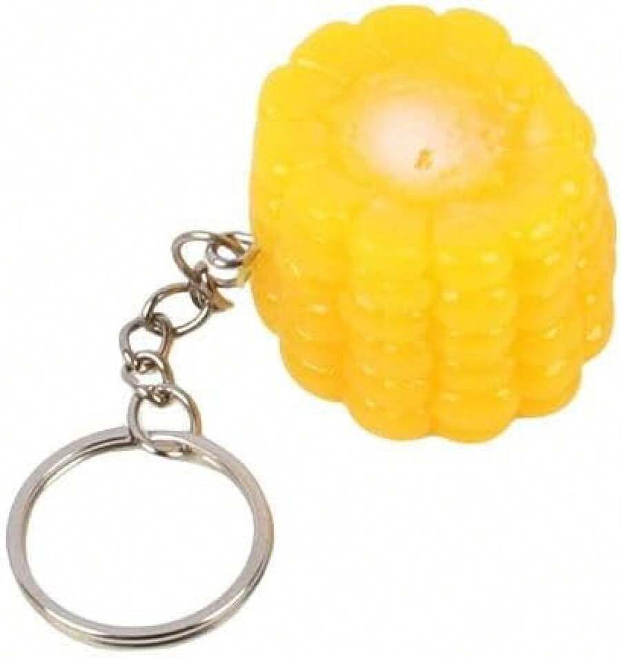 Llavero de comida de imitación, patas de pollo fritas, nuggets, alitas, llavero creativo, divertido y lindo, accesorios para bolso y coche - Maíz - Ver 1