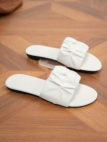 Women's Flat Sandals Woven Versatile Black Casual Open Toe 2025 Summer New Casual Beach Shoes Outdoor Plastic Slippers - White - View 4