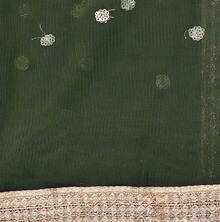 Woman's Embellished Net Dupatta Scarf Shawl Wrap Soft Bridal Wedding - 橄欖綠 - 查看 4