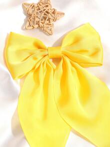 1pc Solid Color Satin Hair Clip With Ribbon Streamers And Large Bowknot, Versatile Hair Accessory For Women Valentine's Day Claw Clips Hair Claws Hair Barrettes, School Stuff, Elegant, College, Winter Outfit For Women, Bows, Cute