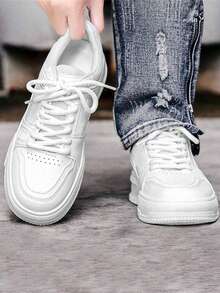 Zapatillas deportivas informales de suela gruesa, Zapatos deportivos de Que Aumentan La Altura.Zapatos Casuales de Suela Gruesa Para Hombre.aZapatillas deportivas casuales negras versátiles para jóvenes con plataforma gruesa y suela elevadora.duraderas, que aumentan la altura, ntideslizantes, de alta explosividad, transpirables y versátiles para hombre - Blanco - Ver 5