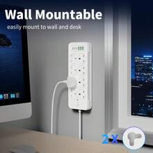 The New Multi-Functional Power Board/Power Socket/Strip Plug For 2025 Comes With 8 Sockets, Matched With (3 USB-A) (3 TYPE-C), 2m/6ft Extendable Power Extension Cable, Overload Protection, And 2 Color Sockets To Choose From, Suitable For Home And Office Use. - UK Plug(220-240V) - View 3