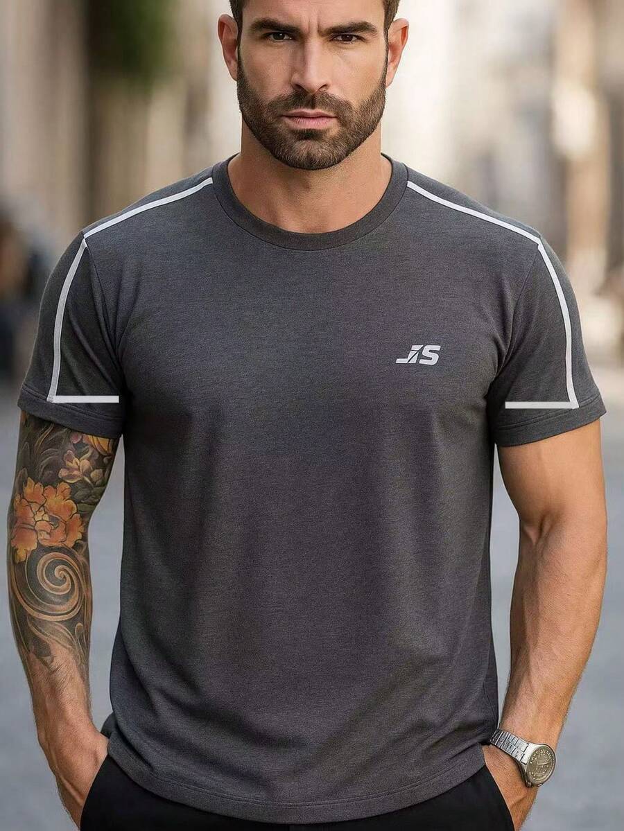Camiseta Masculino manga curta gola redonda - Chumbo - Visão 1