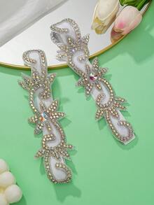 2 件装新娘白色蕾丝长袜带吊袜带，性感蕾丝吊袜带，带花卉刺绣腿带和弹性大腿环 - 白色 - 查看 7