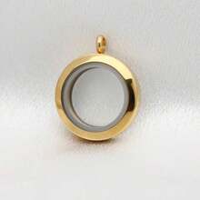 Stainless Steel Memory Locket Charm Flat Round DIY Necklace Making Kit Chain Necklace With Crystal Double Sided Frame Glass Container Floating Charms For Lockets - Round - View 3