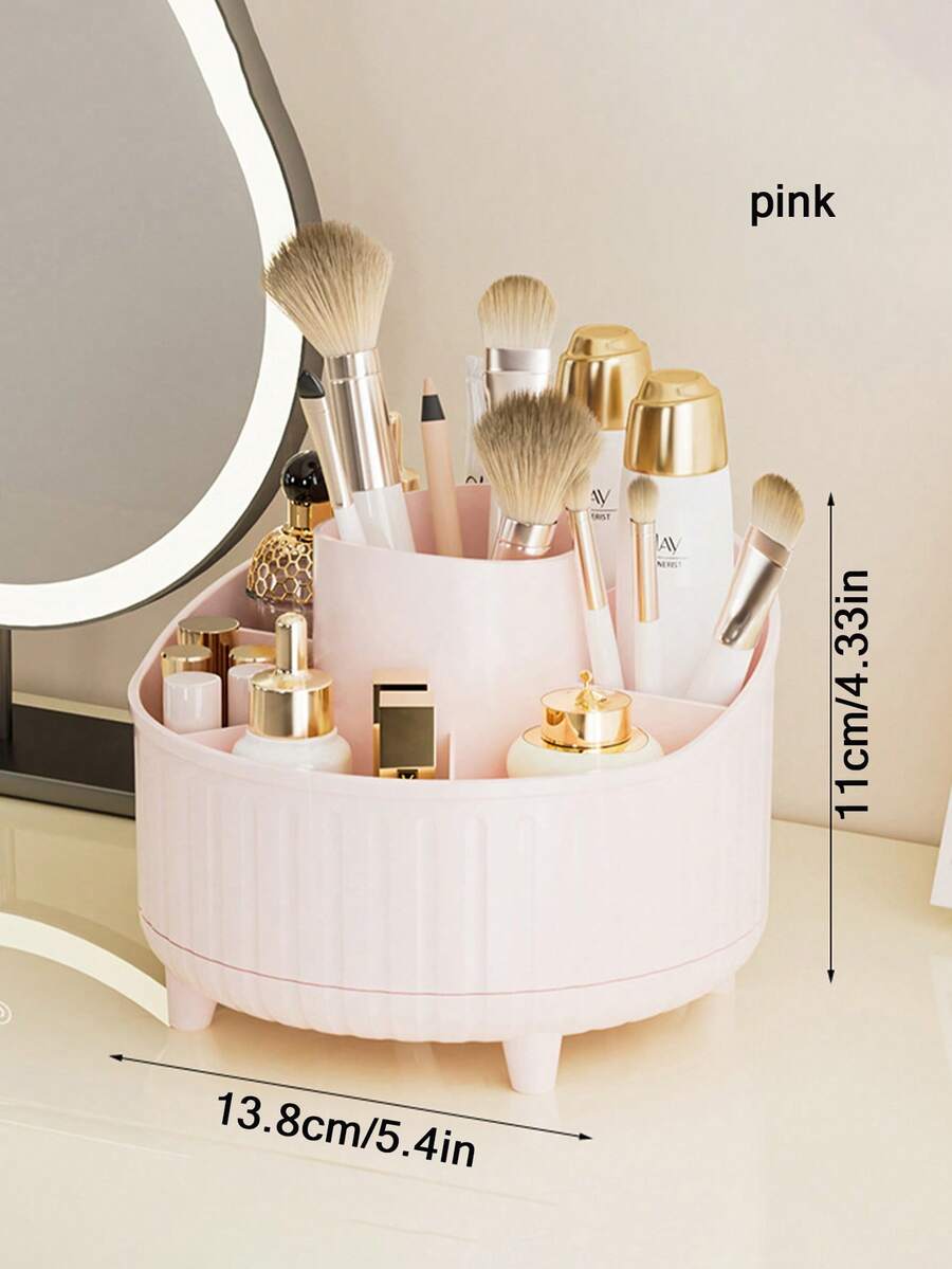 Rotating Makeup Brush Holder Stand, Multi-Functional Rotating Pen Holder, Cosmetic Storage Box, 3 Color Options (Pink, White, Cream) - Milky White - View 1
