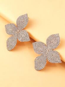 2 件花朵水钻耳环，夸张闪亮环形耳环，独特的个性化女士配饰 - 金色 - 查看 5