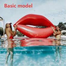 In Stock Viral Ins Red Lip Floating Inflatable Pool Float, Basic Model - Red - View 1