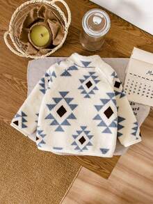 男童毛茸茸高领拉链时尚夹克