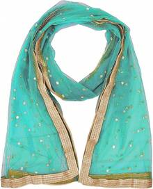 Woman's Embellished Net Dupatta Scarf Shawl Wrap Soft Bridal Wedding - 海綠 - 查看 4