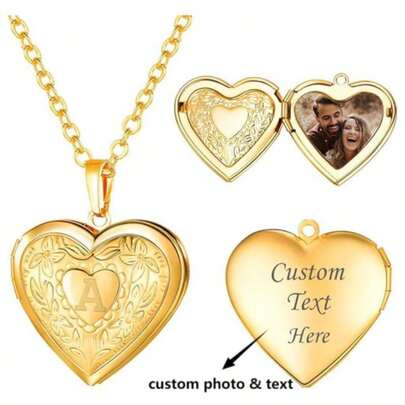 Custom Photo Locket Necklace For Women, Christmas, Teachers' Day, Back-To-School Season, Heart Pendant Holds Pictures, Personalized Photo Necklace Gift For Teacher/Girlfriend/Wife/Mom/Grandma