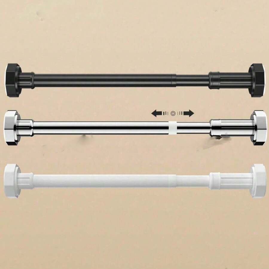 1 件可调节不锈钢衣柜杆、可扩展浴室毛巾杆、衣架、窗帘杆、衣柜挂杆、伸缩浴帘杆、阳台杆 - 无需钻孔，适合窗帘、门和卧室 - 彩色 - 查看 1