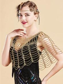 BABEYOND 1920s Shawl Wraps Gatsby Beaded Evening Cape Bridal Shawl Bolero Flapper Cover Up - Vàng - Xem 1