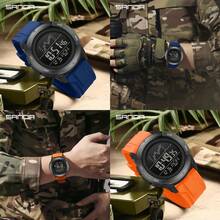 SANDA Herren Uhr Digital Militär Sport Armbanduhr Luxus Marke Multifunktion Alarm Datum Woche Stoppuhr EL Licht Funktion Wasserdicht Elektronisch LED Original Männer Uhr Geschenk 2198