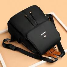 1pc Retro Designer Oxford Backpack, High Quality Large Capacity Women's A Dos Rucksack Bookbag - 2024 School Backpack For Ladies - Black - View 3