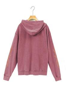Letter Print Plus Size Crew Neck Loose Sweatshirt, Vacation Travel Beach, Casual Sports Elegant - Red - View 8