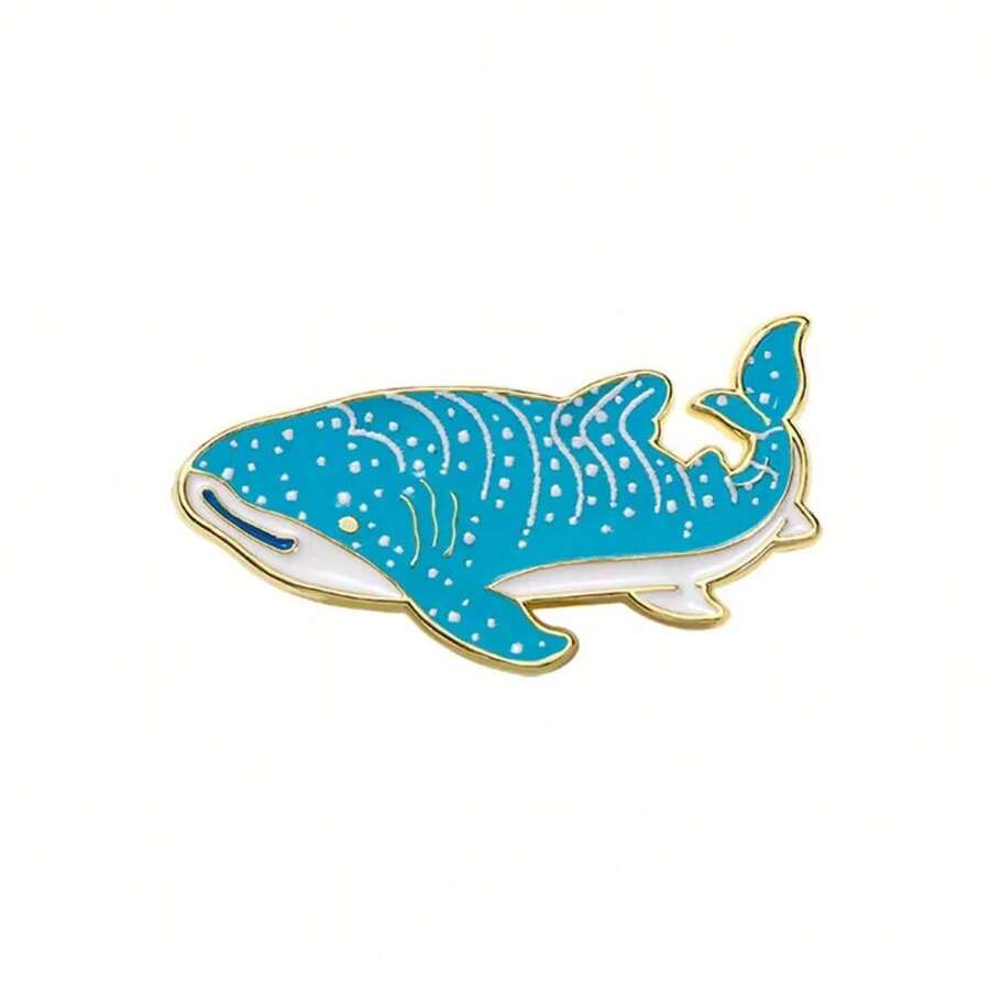 Whale Shark Enamel Brooches Cute Marine Animal Collar Pins With