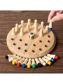木制记忆游戏 - 益智国际象棋拼图，适合青少年和儿童 - 中级难度 - 便携式家庭策略棋盘游戏，理想的节日礼物和脑力训练 - 木制国际象棋套装 - 蒙特梭利学前教育玩具 - 圣诞礼物 - 益智游戏 - 棋盘游戏 - 儿童国际象棋套装 - 棋盘游戏 - 国际象棋 - 情人节、圣诞节礼物 - 彩色 - 查看 13