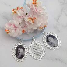 定制婚礼花束纪念照片吊坠，新娘纪念照片吊坠，新娘礼物 - 彩色 - 查看 4