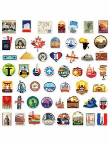 50/100 Stück Retro Reise Aufkleber, geeignet für Laptop Dekoration, wasserfestes PVC Material, Motorradhelm, Auto Aufkleber, Geschenkbox Dekoration, Etikett Aufkleber, Umschlag Versiegelung, Graffiti Aufkleber, Gitarre, Notizbuch, Gepäck DIY Dekoration