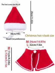 Christmas Pet Costume Set |Santa - Style Pet Outfit Set Cat Dog Hat| Antler Headband, Scarf & Cape Out Fit Halloween Halloween Costumes