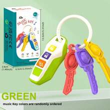 1 Stück Baby Beißring Auto Schlüssel Musikspielzeug, weiches Silikon, Simulation Auto Schlüssel Spielzeug mit Musik/LED Licht, mehrere Geräusche, Frühkindliche Bildung Sensorisches Spielzeug, Baby Essentials, Baby Spielzeug für Mädchen Jungen Weihnachts-/Halloween-Geschenke (Batterie inklusive) (Zufällige Knopffarbe)