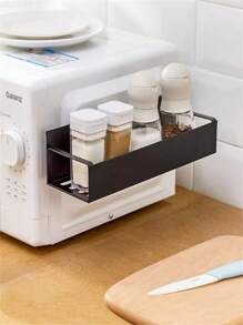 1pc Metal Magnetic Storage Shelf, Refrigerator Door Mounted Storage Shelf, Spice Shelf, Magnetic Washing Machine Storage Shelf, Suitable For Refrigerator, Washing Machine, Cabinet Side Storage, No Drilling Or Glue Required, Practical Shelf For Kitchen Bathroom Accessories And Storage Supplies