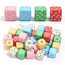 10入組/包帶直孔的亞克力方格珠子，適用於手鐲，項鍊，手機吊飾，頭帶，髮帶，DIY珠寶製作材料 - 棋盤格珠子 - 查看 14