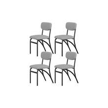 Juego de 2/4 Sillas de Comedor con Estilo Granja Moderna - Sillas Tapizadas en Tela Bouclé con Patas Metálicas Negras, Diseño Mid Century para Cocina o Comedor - Gris - conjunto de 4 - Ver 3