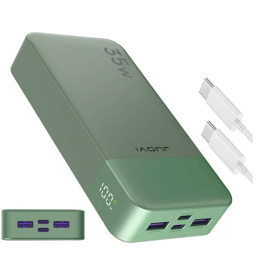 Pin dự phòng 20000mAh, Bộ sạc di động 35W, Bộ pin sạc nhanh, Bộ pin điện thoại PD3.0 QC4.0 có màn hình LED cho điện thoại 16 15 14, Galaxy, Máy tính bảng, Switch, v.v. Màn hình hiển thị nguồn ngoài trời - màu xanh lá - Xem 1