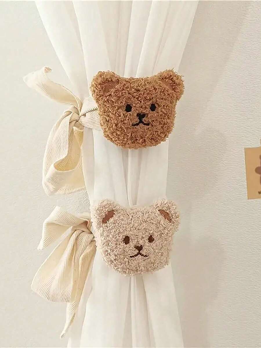 Home Decor Bear Tiebacks Curtain Grommets Clips Children's Room Hanging Curtain Brackets Tiebacks Rear Curtain Accessories Cartoon Bear Curtain Tiebacks Decorative Animal Shape Rope Fixed For Home Office Bedroom Living Room